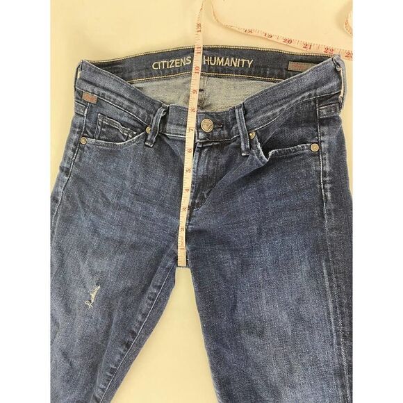 Citizens of Humanity Phantom Cropped Skinny Leg Distressed Jeans Blue - Size 28 - Picture 6 of 11